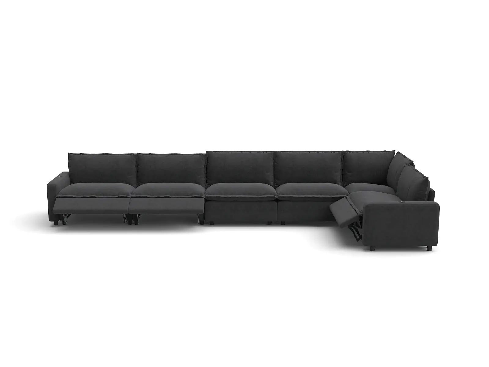 Modular Cero Reclining Sectionals | 6-Piece Grey Linen Home Living L-Shaped Sectionals 6-Seater