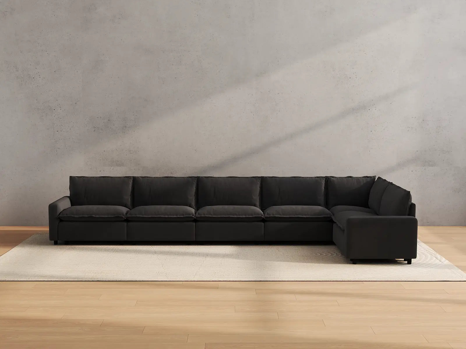 Modular Cero Sectional Modular Couch | 6-Piece Grey Linen Home Living L-Shaped Sectionals 6-Seater