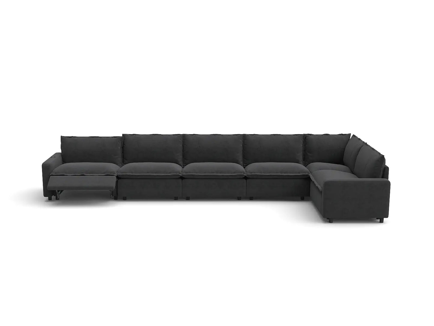 Modular Cero Reclining Sectionals | 6-Piece Grey Linen Home Living L-Shaped Sectionals 6-Seater