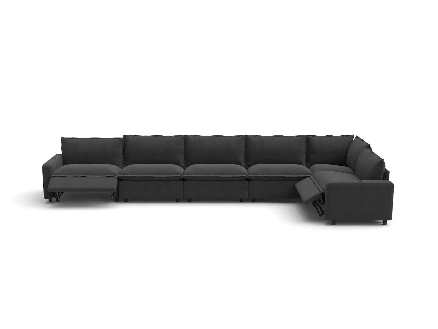 Modular Cero Sectional Recliner | 6-Piece Grey Linen Home Living L-Shaped Sectionals 6-Seater