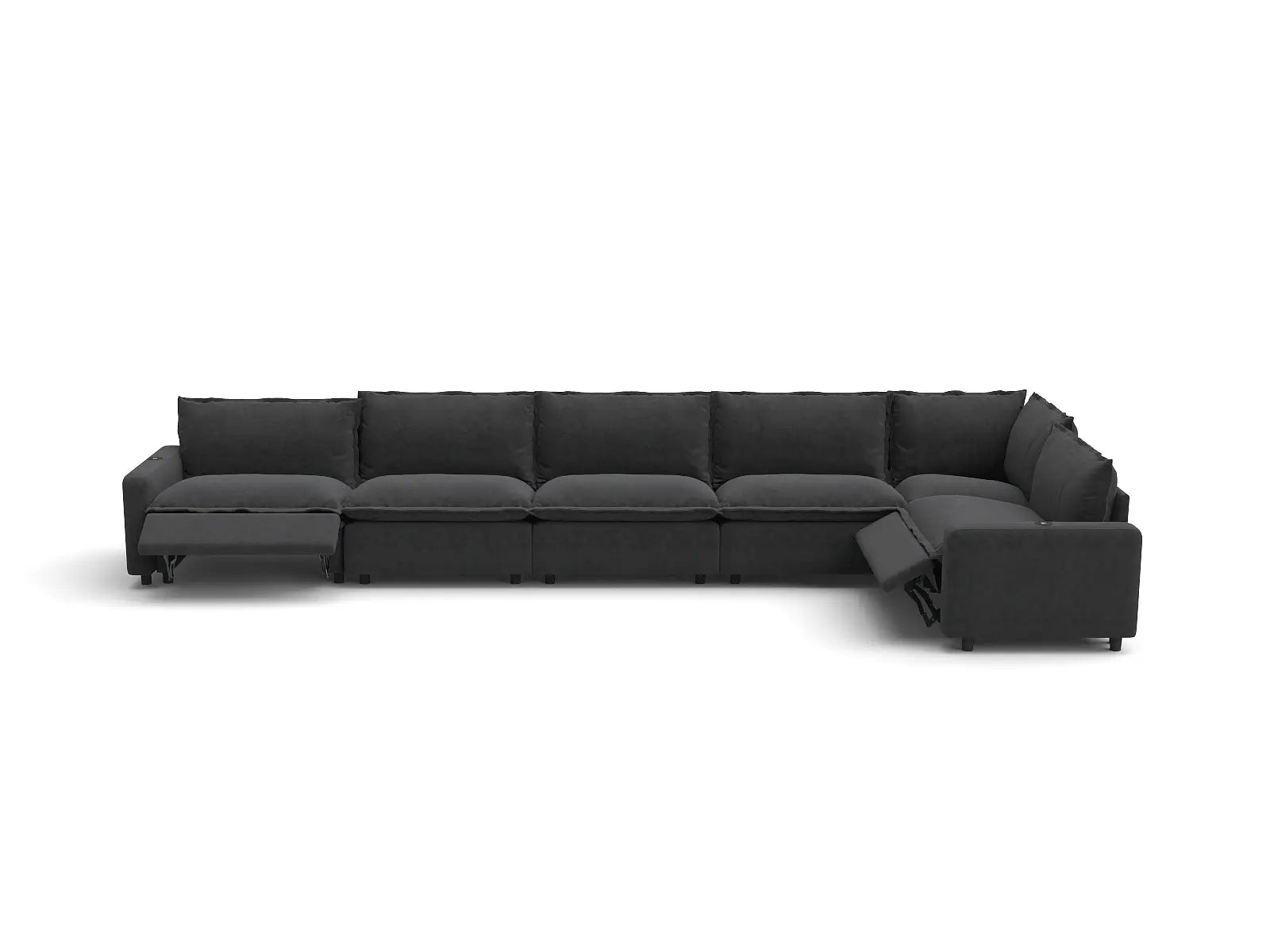 Modular Cero Sectional Recliner | 6-Piece Grey Linen Home Living L-Shaped Sectionals 6-Seater