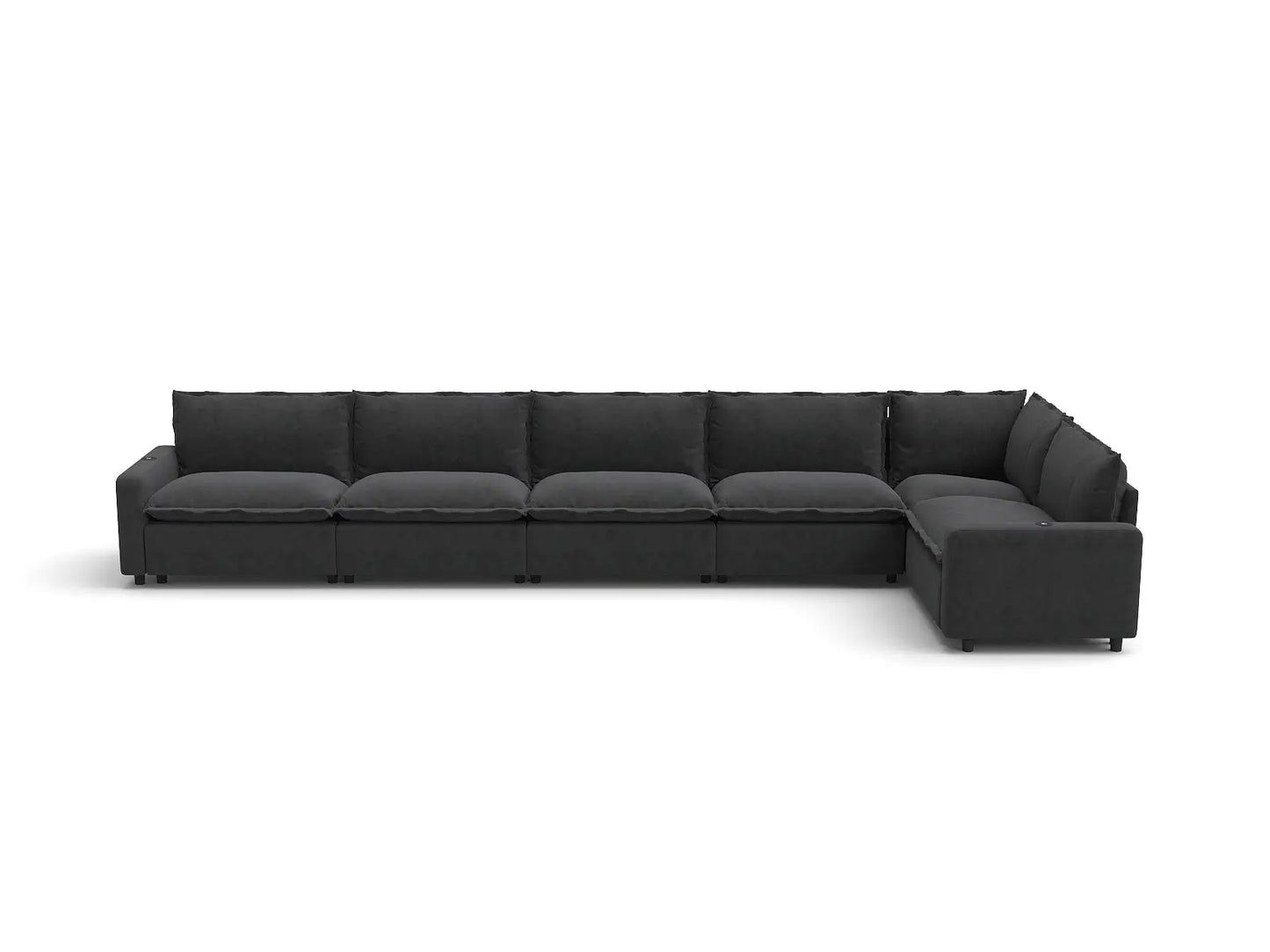 Modular Cero Reclining Sectionals | 6-Piece Grey Linen Home Living L-Shaped Sectionals 6-Seater