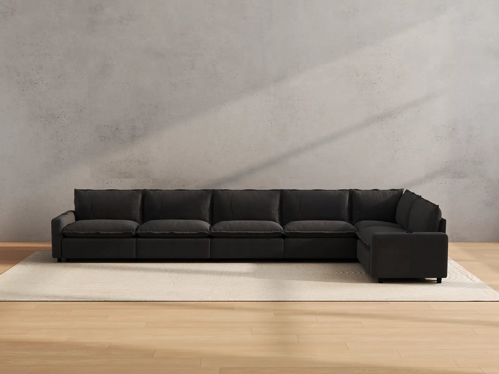 Modular Cero Reclining Sectionals | 6-Piece Grey Linen Home Living L-Shaped Sectionals 6-Seater