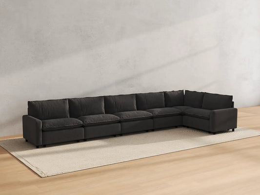 Modular Cero Modular Sectionals | 6-Piece Grey Linen Home Living L-Shaped Sectionals 6-Seater