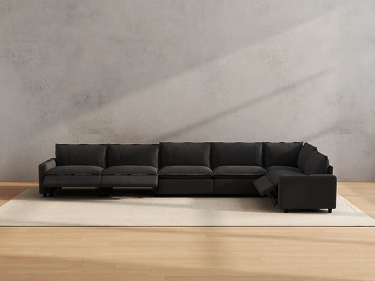 Modular Cero Reclining Sectionals | 6-Piece Grey Linen Home Living L-Shaped Sectionals 6-Seater