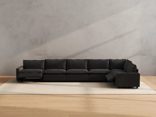 Modular Cero Reclining Sectionals | 6-Piece Grey Linen Home Living L-Shaped Sectionals 6-Seater