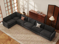 Modular Cero Sectional Modular Couch | 6-Piece Grey Linen Home Living L-Shaped Sectionals 6-Seater