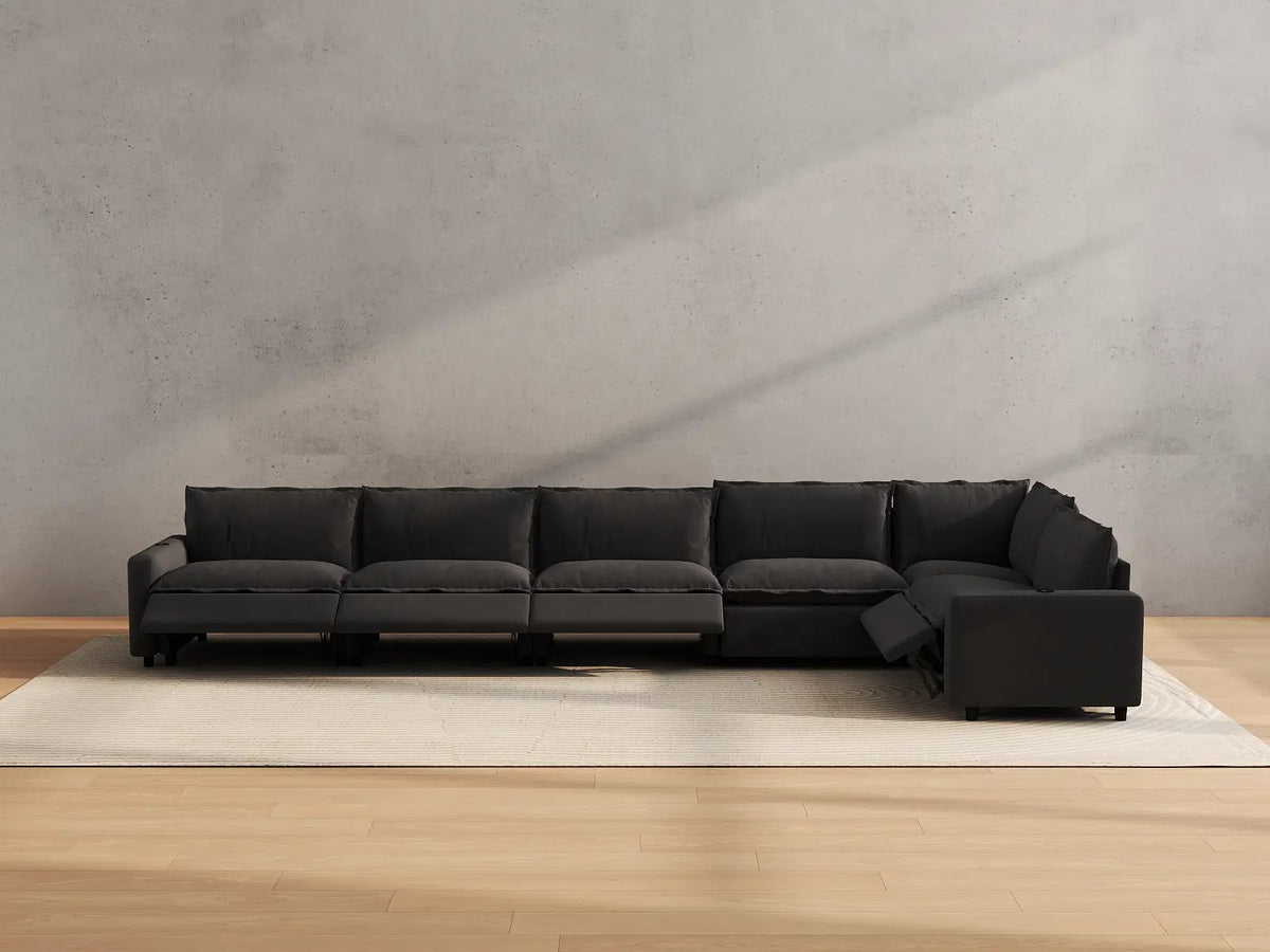 Modular Cero Reclining Sectionals | 6-Piece Grey Linen Home Living L-Shaped Sectionals 6-Seater