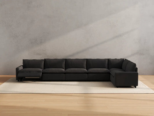 Modular Cero Reclining Sectionals | 6-Piece Grey Linen Home Living L-Shaped Sectionals 6-Seater