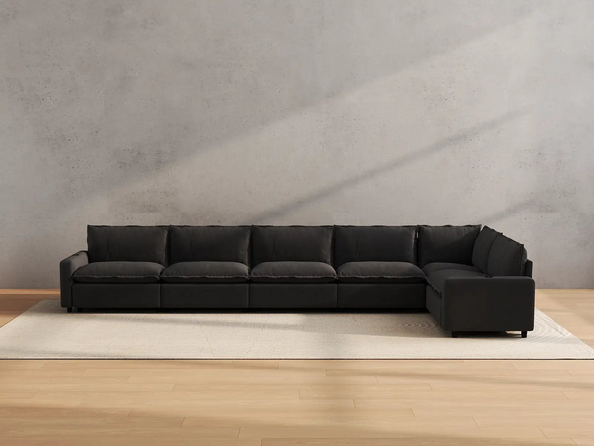 Modular Cero Reclining Sectionals | 6-Piece Grey Linen Home Living L-Shaped Sectionals 6-Seater