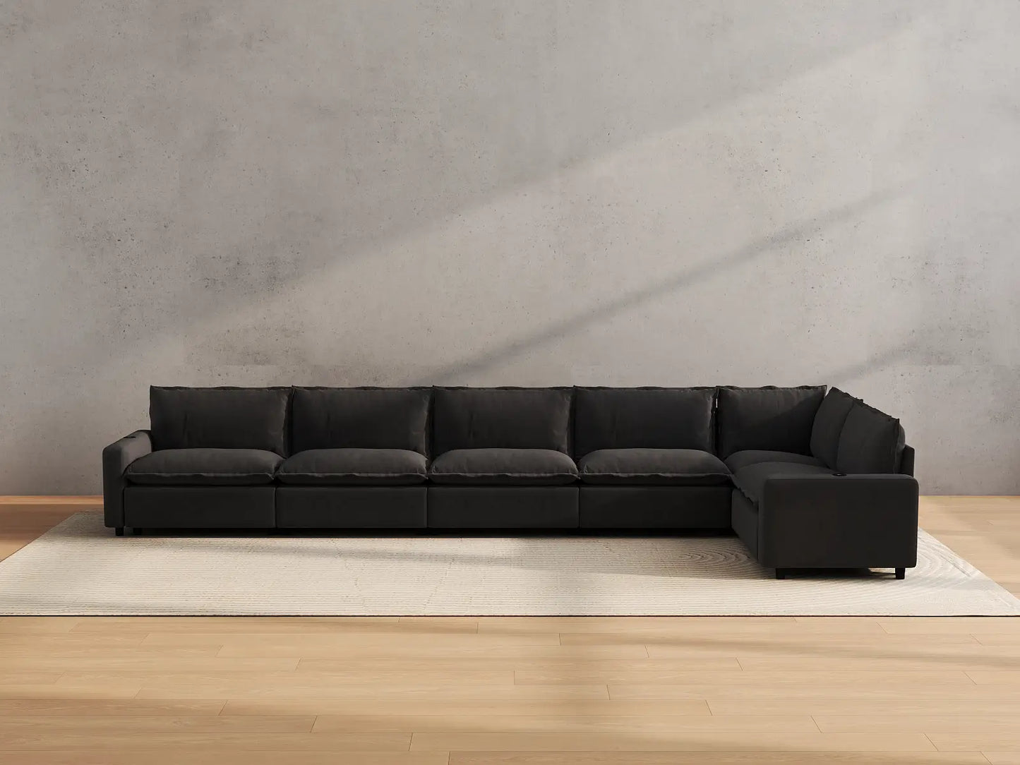 Modular Cero Reclining Sectionals | 6-Piece Grey Linen Home Living L-Shaped Sectionals 6-Seater