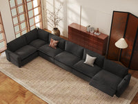 Modular Cero Reclining Sectionals | 6-Piece Grey Linen Home Living L-Shaped Sectionals 6-Seater