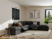 Modular Cero Reclining Sectionals | 6-Piece Grey Linen Large Space L-Shaped Sectionals 4-Seater with 2-Ottomans