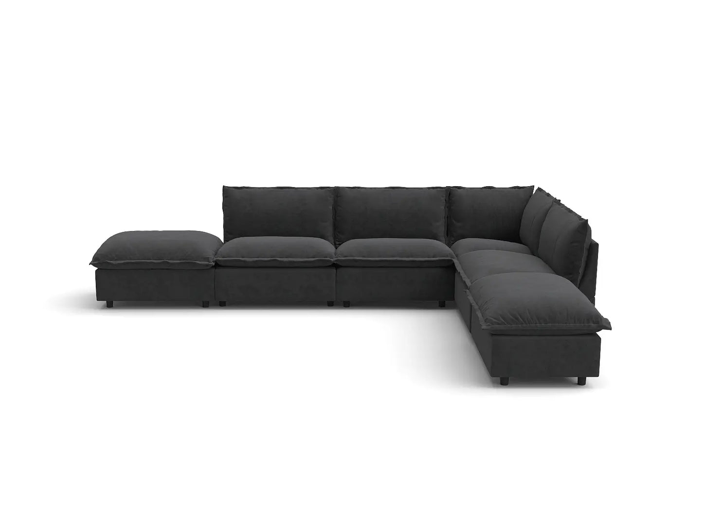 Modular Cero Reclining Sectionals | 6-Piece Grey Linen Large Space L-Shaped Sectionals 4-Seater with 2-Ottomans