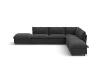 Modular Cero Reclining Sectionals | 6-Piece Grey Linen Large Space L-Shaped Sectionals 4-Seater with 2-Ottomans