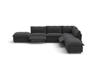 Modular Cero Reclining Sectionals | 6-Piece Grey Linen Large Space L-Shaped Sectionals 4-Seater with 2-Ottomans