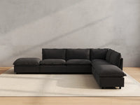 Modular Cero Reclining Sectionals | 6-Piece Grey Linen Large Space L-Shaped Sectionals 4-Seater with 2-Ottomans