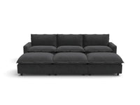 Modular Cero Reclining Sectionals | 6-Piece Grey Linen Large Space Pit Sectionals 3-Seater with 3-Ottomans