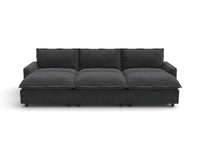 Modular Cero Modular Sectionals | 6-Piece Grey Linen Large Space Pit Sectionals 3-Seater with 3-Ottomans