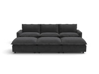 Modular Cero Reclining Sectionals | 6-Piece Grey Linen Large Space Pit Sectionals 3-Seater with 3-Ottomans