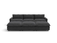 Modular Cero Reclining Sectionals | 6-Piece Grey Linen Large Space Pit Sectionals 3-Seater with 3-Ottomans