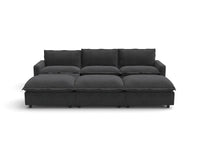 Modular Cero Reclining Sectionals | 6-Piece Grey Linen Large Space Pit Sectionals 3-Seater with 3-Ottomans