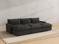 Modular Cero Modular Sectionals | 6-Piece Grey Linen Large Space Pit Sectionals 3-Seater with 3-Ottomans
