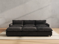 Modular Cero Reclining Sectionals | 6-Piece Grey Linen Large Space Pit Sectionals 3-Seater with 3-Ottomans
