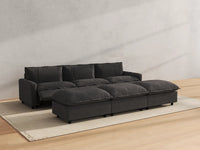 Modular Cero Reclining Sectionals | 6-Piece Grey Linen Large Space Pit Sectionals 3-Seater with 3-Ottomans