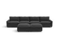 Modular Cero Recliner Sofa Set for Living Room | 6-Piece Grey Linen Large Space Sofa Sets 4-Seater with 2-Ottomans