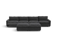 Modular Cero Recliner Sofa Set for Living Room | 6-Piece Grey Linen Large Space Sofa Sets 4-Seater with 2-Ottomans