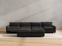 Modular Cero Recliner Sofa Set for Living Room | 6-Piece Grey Linen Large Space Sofa Sets 4-Seater with 2-Ottomans