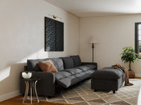 Modular Cero Recliner Sofa Set for Living Room | 6-Piece Grey Linen Large Space Sofa Sets 4-Seater with 2-Ottomans