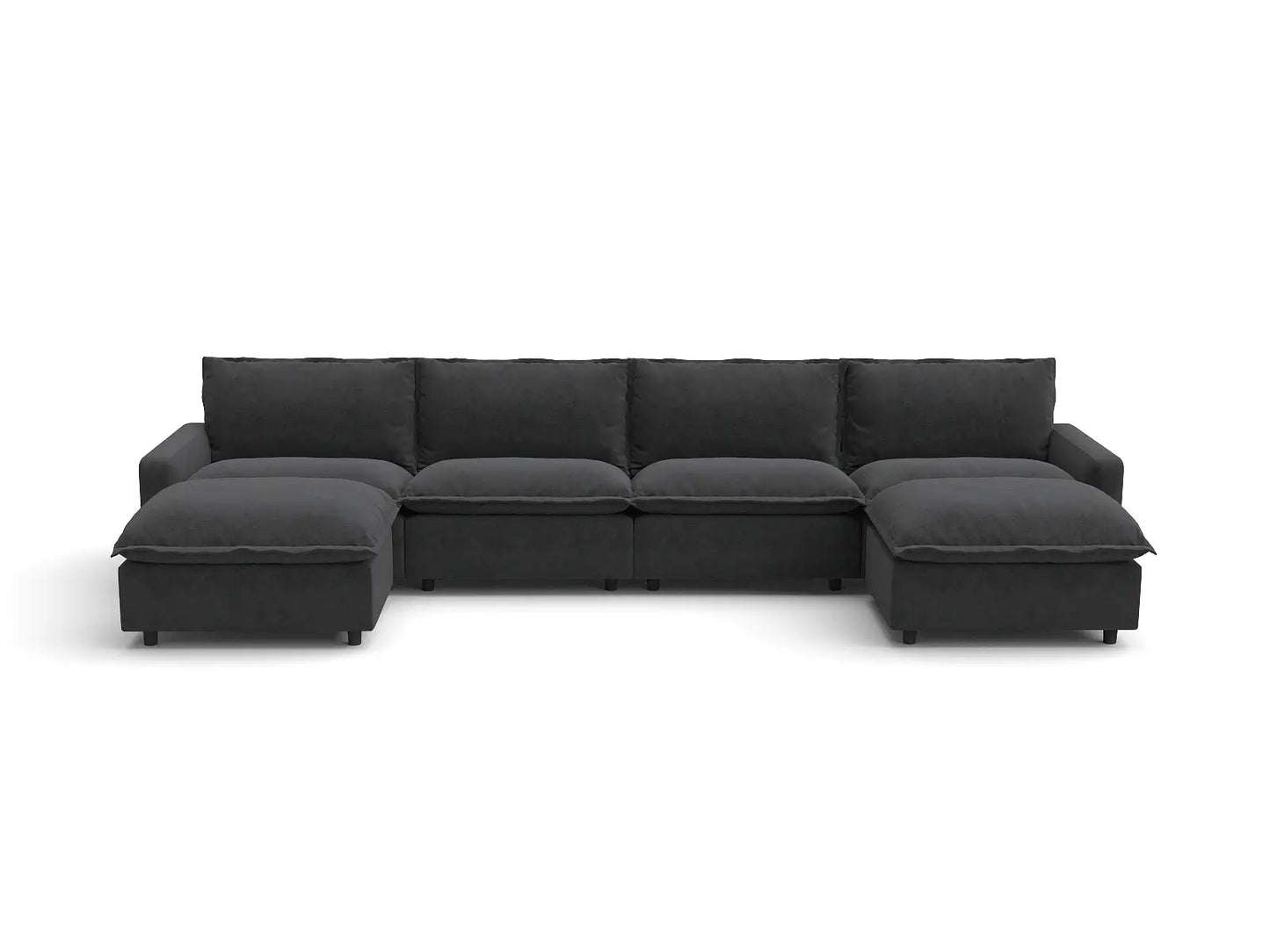 Modular Cero Modular Sectionals | 6-Piece Grey Linen Large Space U-Shaped Sectionals 4-Seater with 2-Ottomans