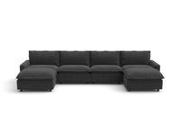 Modular Cero Modular Sectionals | 6-Piece Grey Linen Large Space U-Shaped Sectionals 4-Seater with 2-Ottomans