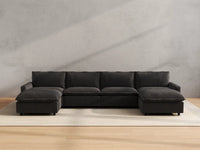 Modular Cero Modular Sectionals | 6-Piece Grey Linen Large Space U-Shaped Sectionals 4-Seater with 2-Ottomans