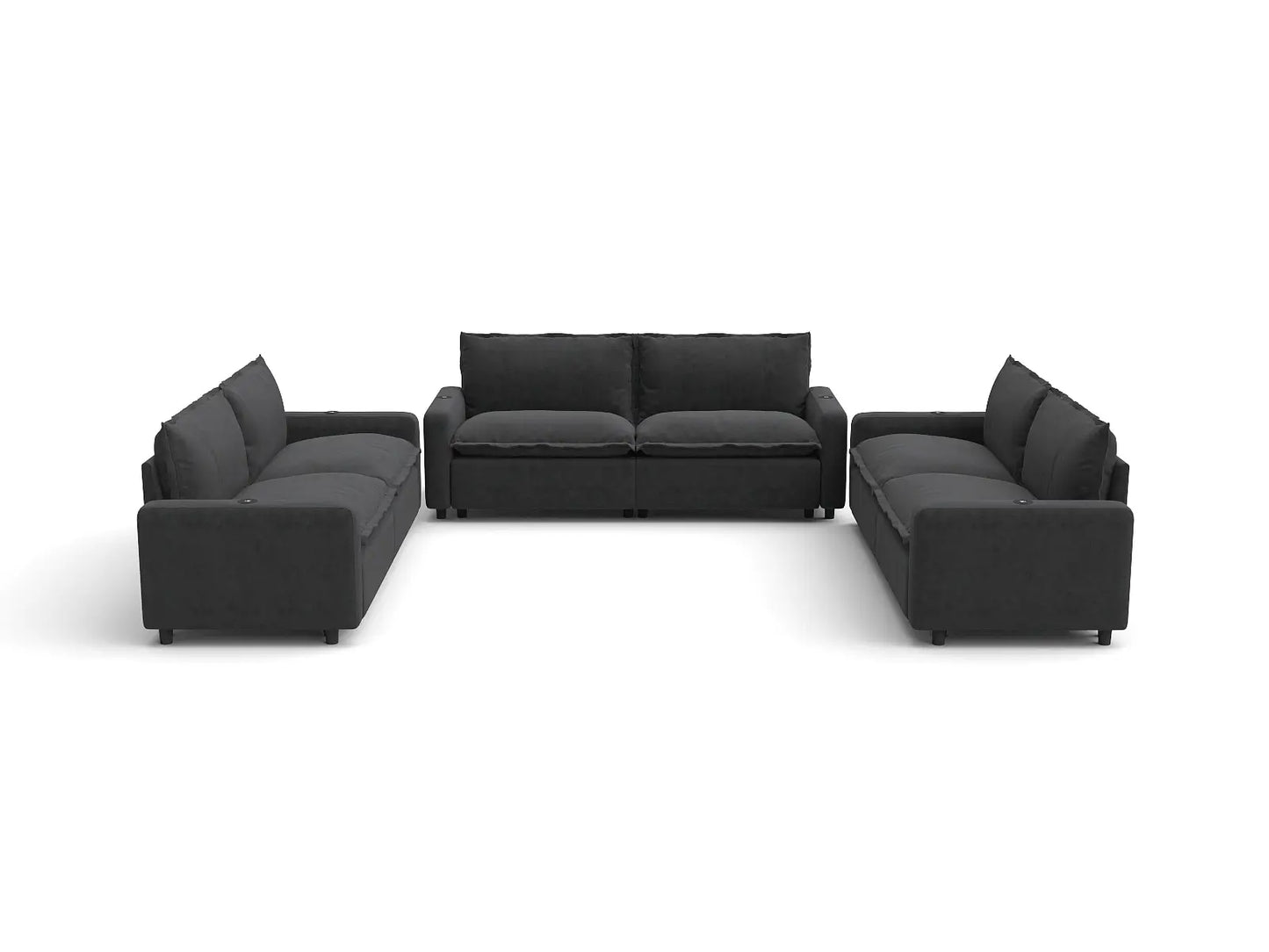 Modular Cero Reclining Sectionals | 6-Piece Grey Linen Large Space U-Shaped Sectionals 6-Seater
