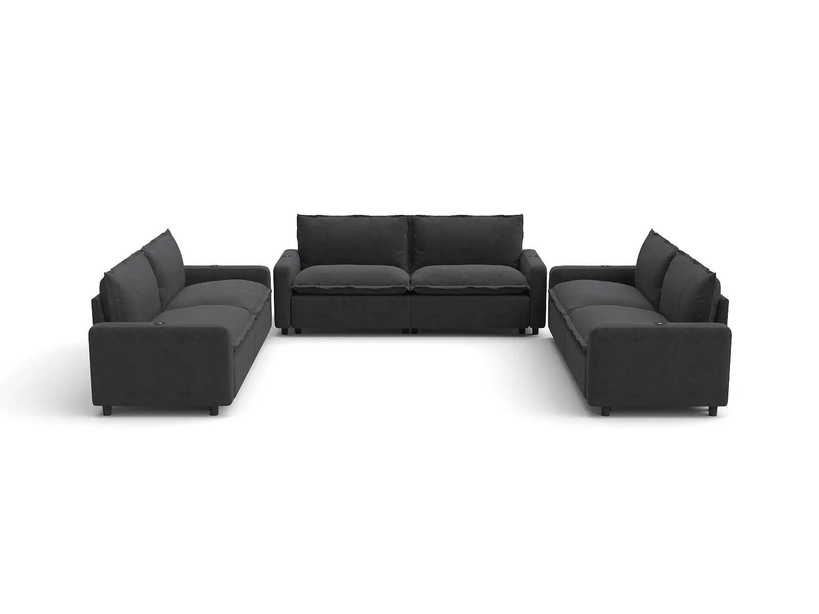 Modular Cero Reclining Sectionals | 6-Piece Grey Linen Large Space U-Shaped Sectionals 6-Seater