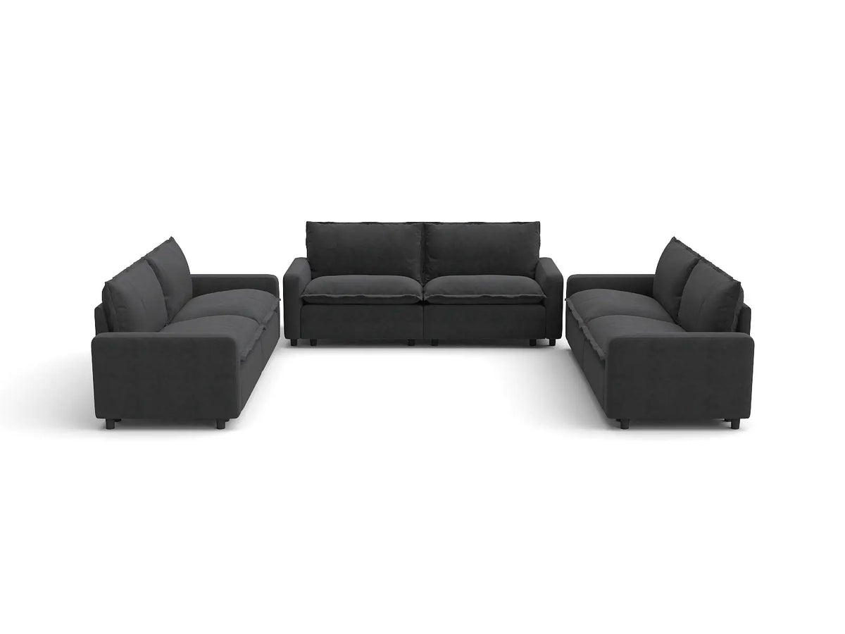 Modular Cero Modular Sectionals | 6-Piece Grey Linen Large Space U-Shaped Sectionals 6-Seater