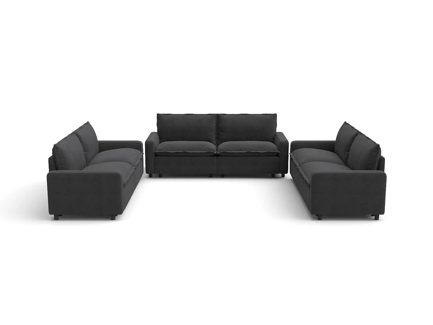 Modular Cero Modular Sectionals | 6-Piece Grey Linen Large Space U-Shaped Sectionals 6-Seater