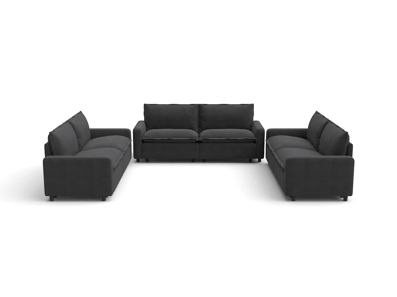 Modular Cero Cloud Modular Sectional | 6-Piece Grey Linen Large Space U-Shaped Sectionals 6-Seater