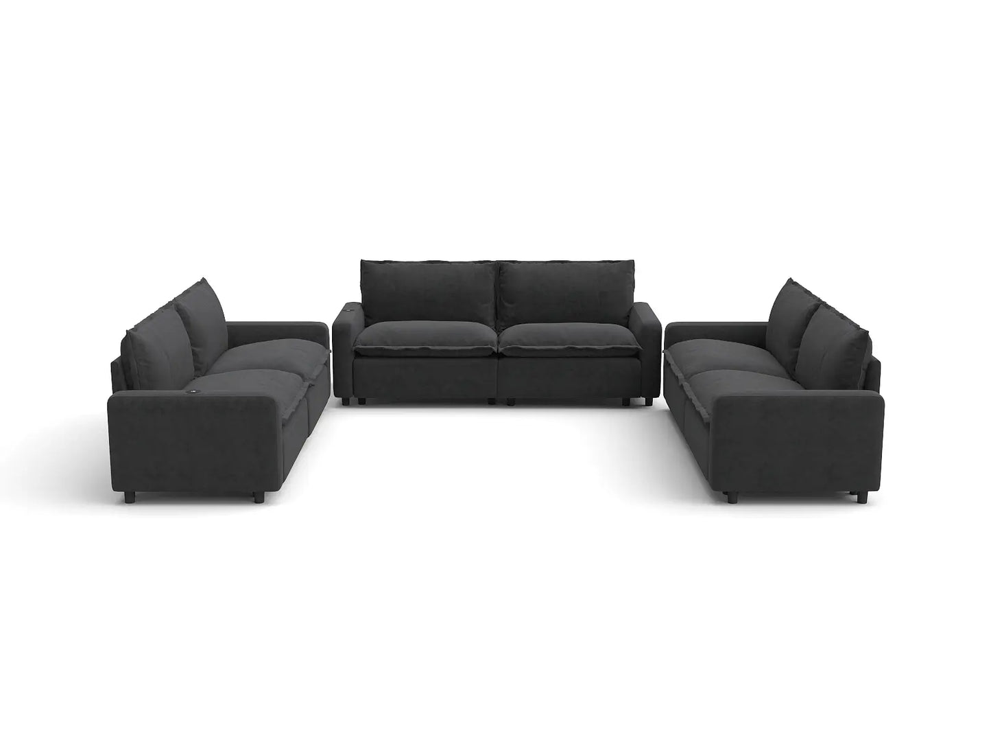 Modular Cero Reclining Sectionals | 6-Piece Grey Linen Large Space U-Shaped Sectionals 6-Seater