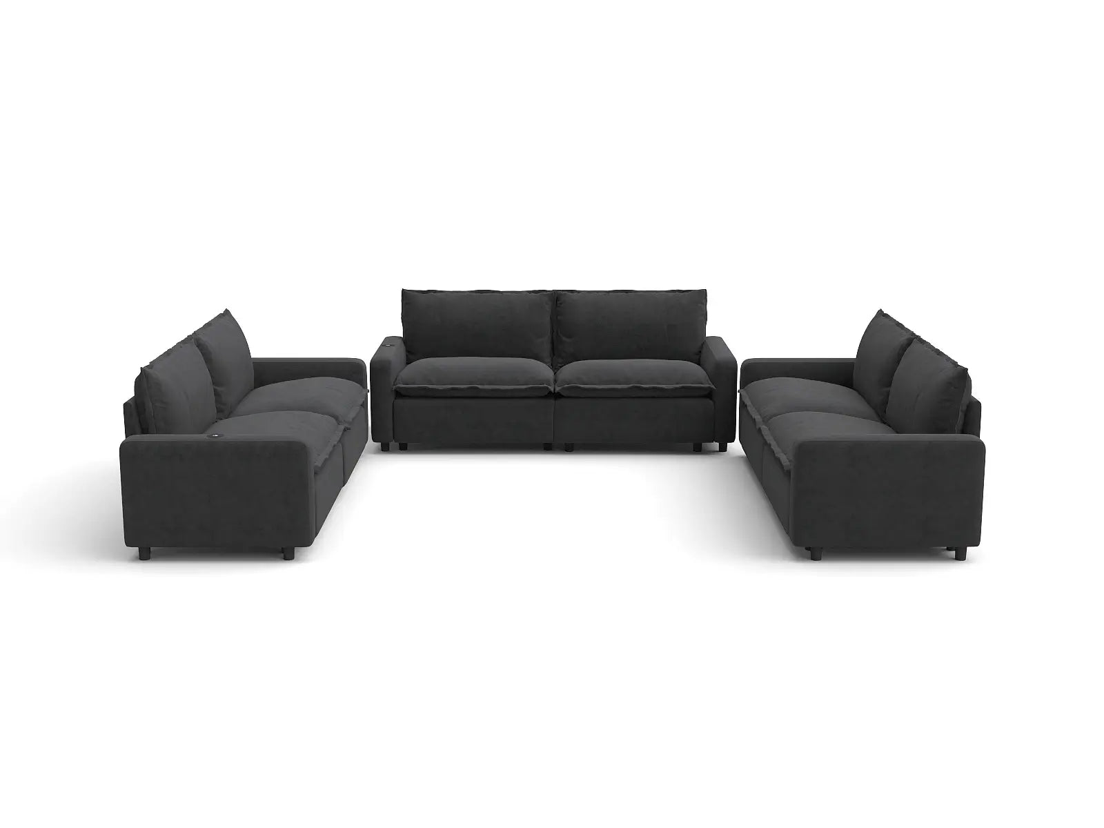 Modular Cero Sectional Recliner | 6-Piece Grey Linen Large Space U-Shaped Sectionals 6-Seater