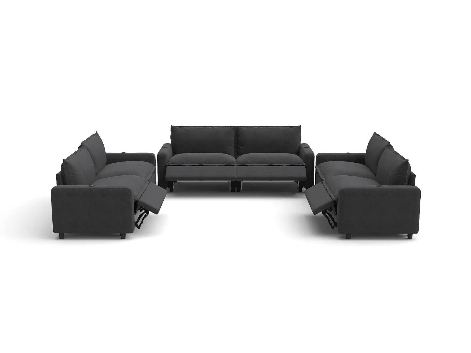 Modular Cero Reclining Sectionals | 6-Piece Grey Linen Large Space U-Shaped Sectionals 6-Seater