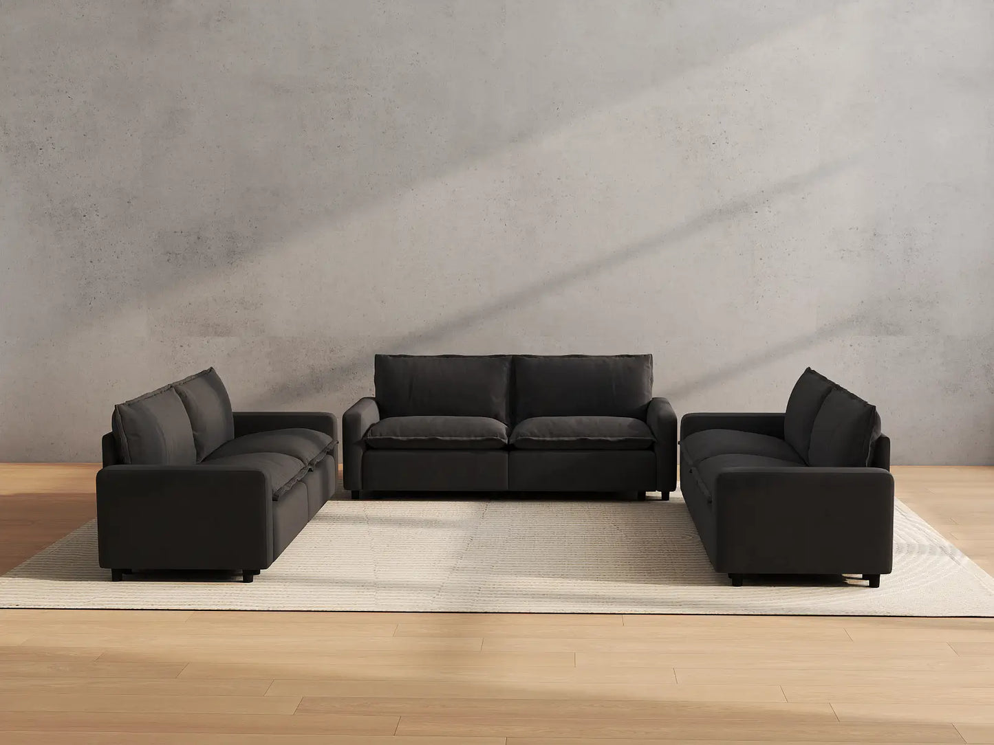 Modular Cero Modular Sectionals | 6-Piece Grey Linen Large Space U-Shaped Sectionals 6-Seater