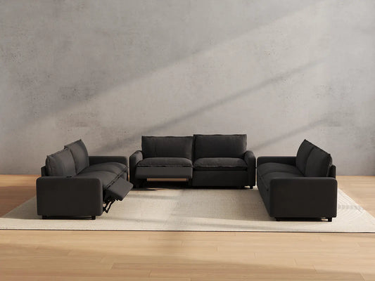 Modular Cero Reclining Sectionals | 6-Piece Grey Linen Large Space U-Shaped Sectionals 6-Seater