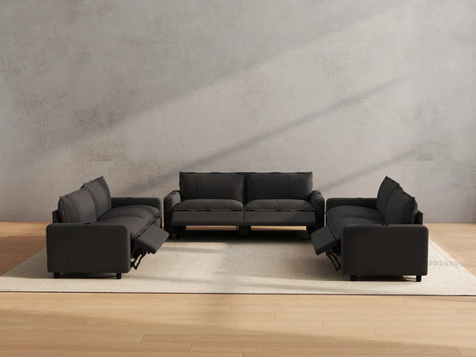 Modular Cero Reclining Sectionals | 6-Piece Grey Linen Large Space U-Shaped Sectionals 6-Seater