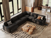 Modular Cero Sectional with Recliner | 6-Piece Grey Linen Large Space V-Shaped Sectionals 6-Seater