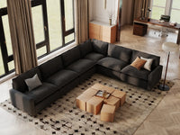 Modular Cero Modular Sectionals | 6-Piece Grey Linen Large Space V-Shaped Sectionals 6-Seater