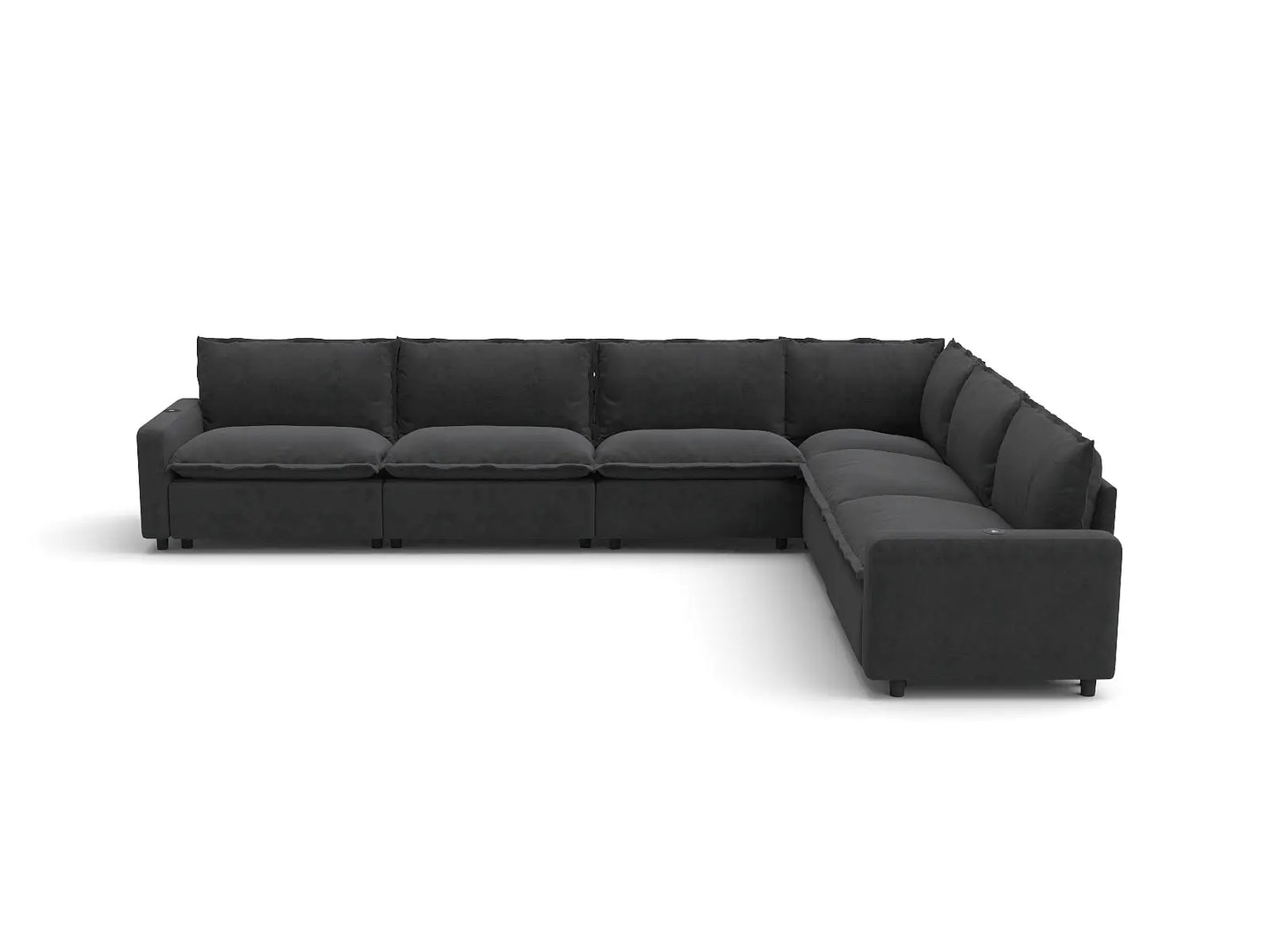 Modular Cero Reclining Sectionals | 6-Piece Grey Linen Large Space V-Shaped Sectionals 6-Seater